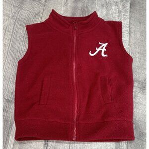 Alabama Crimson Tide Fleece Vest Youth Unisex 5 Red Zip Pockets Embroidered Logo